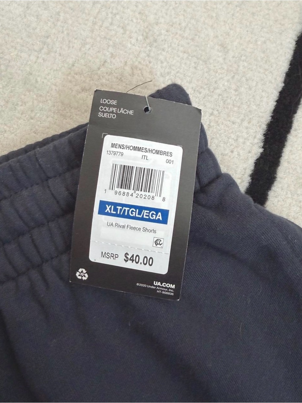 NWT Under Armour Men’s Rival Fleece Shorts - Black (Size XLT) - Picture 4 of 6